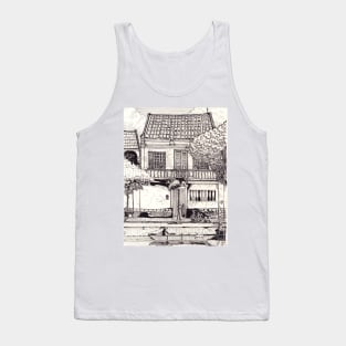 Townhouse in Hoi An Vietnam Pen and Ink Illustration Tank Top